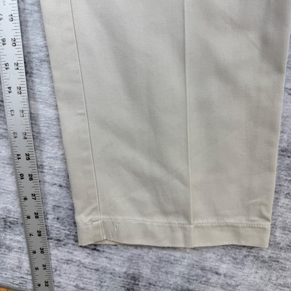 Tommy Hilfiger Mens Pleated Chino Pants Beige Khaki Cotton 36x30 Straight Leg‎ - Picture 9 of 9